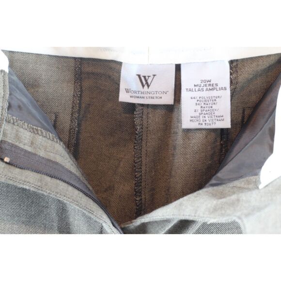 Worthington Women's Brown Pants Modern Fit Sits Below The Waist Size 20W 026 - Picture 2 of 4